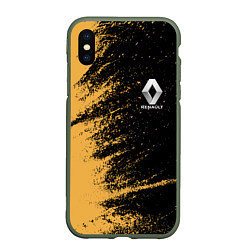 Чехол iPhone XS Max матовый Renault Logo, цвет: 3D-темно-зеленый