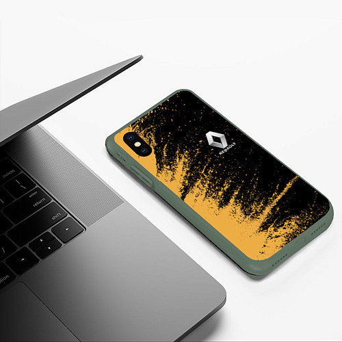 Чехол iPhone XS Max матовый Renault Logo / 3D-Темно-зеленый – фото 3