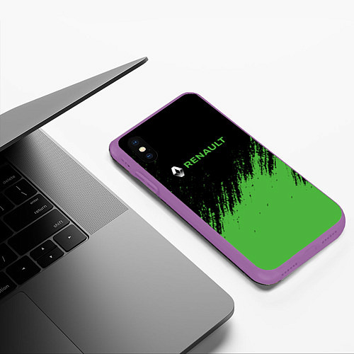 Чехол iPhone XS Max матовый Renault автомобильный бренд / 3D-Фиолетовый – фото 3