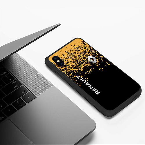 Чехол iPhone XS Max матовый Renault Капли красок / 3D-Черный – фото 3