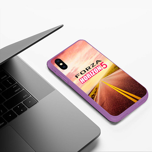 Чехол iPhone XS Max матовый Закат Forza Horizon 5 / 3D-Фиолетовый – фото 3