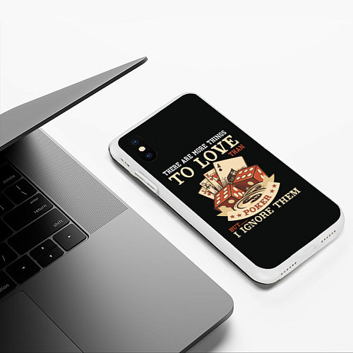 Чехол iPhone XS Max матовый Люблю Покер / 3D-Белый – фото 3