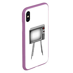 Чехол iPhone XS Max матовый Старый телевизор, цвет: 3D-фиолетовый — фото 2