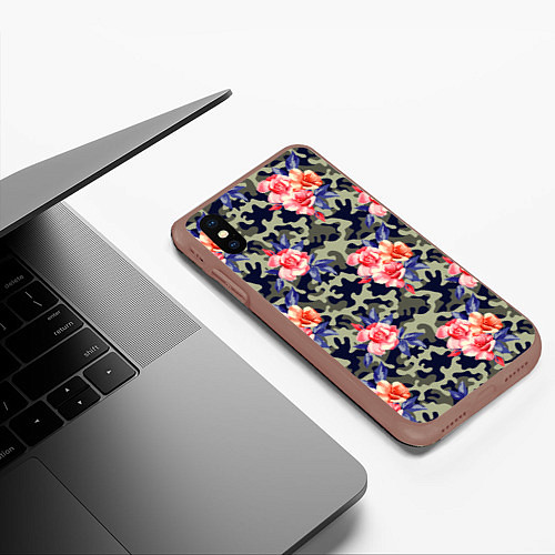 Чехол iPhone XS Max матовый Military rose / 3D-Коричневый – фото 3