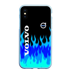 Чехол iPhone XS Max матовый Volvo размытый огонь, цвет: 3D-голубой