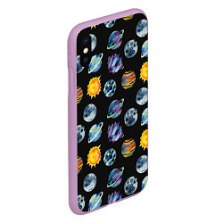 Чехол iPhone XS Max матовый Планеты космос, цвет: 3D-сиреневый — фото 2