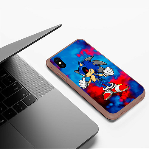 Чехол iPhone XS Max матовый СОНИК EXE SONIC / 3D-Коричневый – фото 3