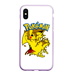 Чехол iPhone XS Max матовый Пикачу злой Pokemon, цвет: 3D-сиреневый