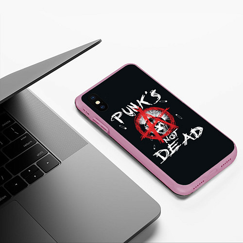 Чехол iPhone XS Max матовый Punks Not Dead Анархия / 3D-Розовый – фото 3