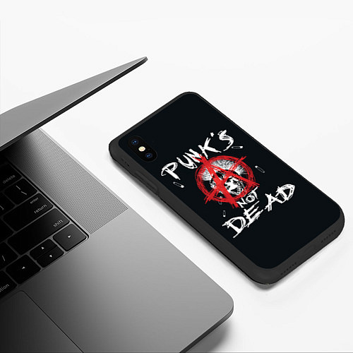 Чехол iPhone XS Max матовый Punks Not Dead Анархия / 3D-Черный – фото 3