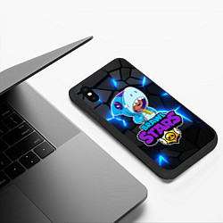 Чехол iPhone XS Max матовый ЛЕОН из БРАВО СТАРС Brawl Stars, цвет: 3D-черный — фото 2