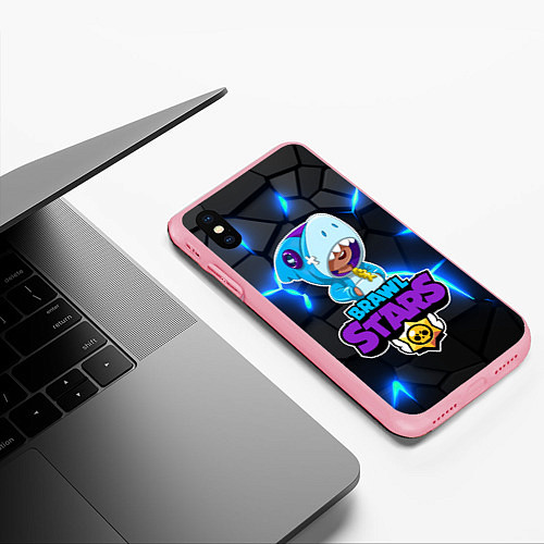 Чехол iPhone XS Max матовый ЛЕОН из БРАВО СТАРС Brawl Stars / 3D-Баблгам – фото 3