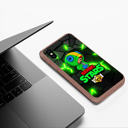 Чехол iPhone XS Max матовый ЛЕОН - БРАВО СТАРС Brawl Stars, цвет: 3D-коричневый — фото 2