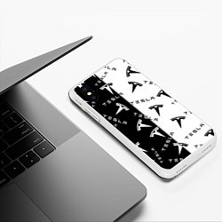 Чехол iPhone XS Max матовый Tesla Black & White, цвет: 3D-белый — фото 2