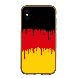 Чехол iPhone XS Max матовый Флаг Германии потёки, цвет: 3D-коричневый