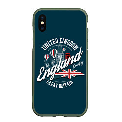 Чехол iPhone XS Max матовый Англия England, цвет: 3D-темно-зеленый