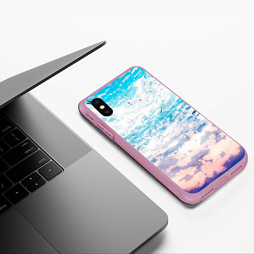 Чехол iPhone XS Max матовый Небо-арт / 3D-Розовый – фото 3