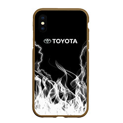 Чехол iPhone XS Max матовый Toyota Молния с огнем, цвет: 3D-коричневый