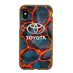 Чехол iPhone XS Max матовый Toyota Вулкан из плит, цвет: 3D-коричневый
