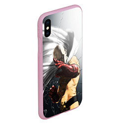 Чехол iPhone XS Max матовый One Punch Man - Сайтама, цвет: 3D-розовый — фото 2