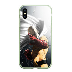 Чехол iPhone XS Max матовый One Punch Man - Сайтама, цвет: 3D-салатовый