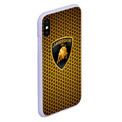 Чехол iPhone XS Max матовый Lamborghini gold соты, цвет: 3D-светло-сиреневый — фото 2