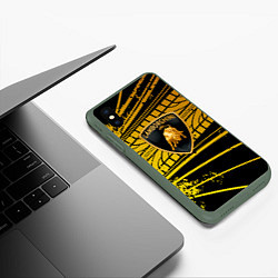 Чехол iPhone XS Max матовый Lamborghini - Следы от шин, цвет: 3D-темно-зеленый — фото 2