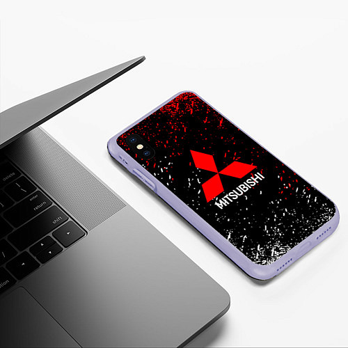 Чехол iPhone XS Max матовый Mitsubishi Logo auto / 3D-Светло-сиреневый – фото 3