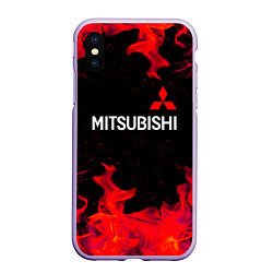 Чехол iPhone XS Max матовый Mitsubishi пламя огня, цвет: 3D-светло-сиреневый