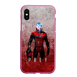 Чехол iPhone XS Max матовый Prey Grey and blood, цвет: 3D-малиновый