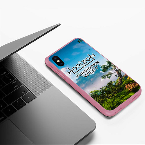 Чехол iPhone XS Max матовый Horizon Forbidden West Хоризон Запретный Запад / 3D-Малиновый – фото 3