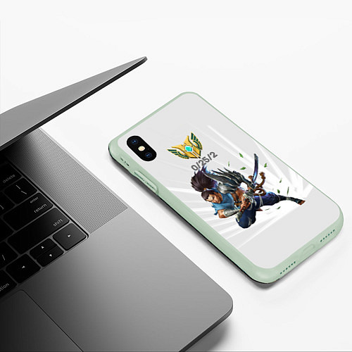 Чехол iPhone XS Max матовый Yasuo Meme / 3D-Салатовый – фото 3