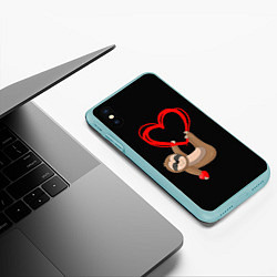 Чехол iPhone XS Max матовый Ленивая любовь, цвет: 3D-мятный — фото 2