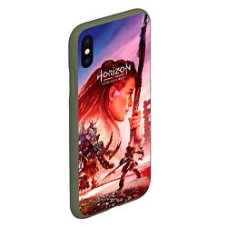 Чехол iPhone XS Max матовый Horizon Forbidden West game poster, цвет: 3D-темно-зеленый — фото 2