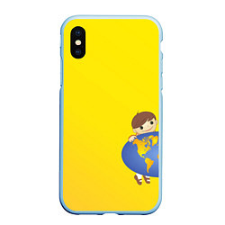 Чехол iPhone XS Max матовый Мальчик из советского Атласа Мир, цвет: 3D-голубой