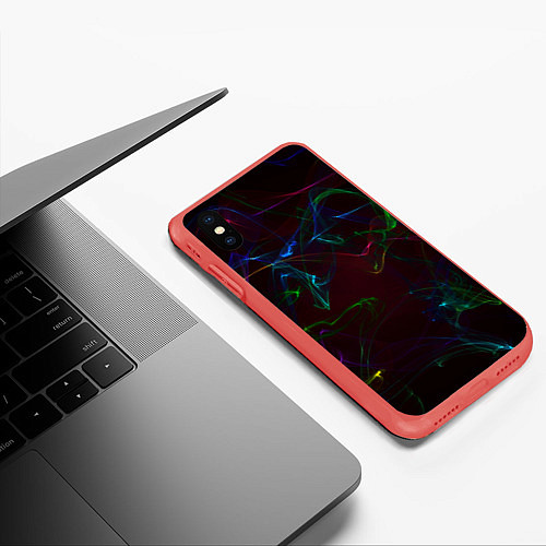 Чехол iPhone XS Max матовый CURVE NEON ABSTRACTION / 3D-Красный – фото 3