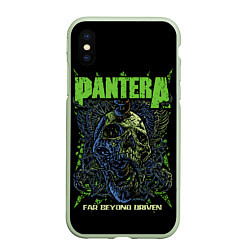 Чехол iPhone XS Max матовый Pantera green череп