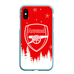 Чехол iPhone XS Max матовый FC ARSENAL WINTER ФК АРСЕНАЛ ЗИМНИЙ СТИЛЬ, цвет: 3D-мятный