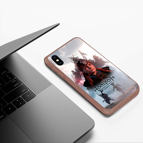 Чехол iPhone XS Max матовый Элой Horizon Forbidden West game / 3D-Коричневый – фото 3