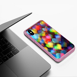 Чехол iPhone XS Max матовый Множество капель любви образует море, цвет: 3D-розовый — фото 2