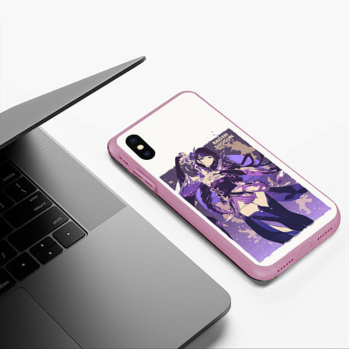 Чехол iPhone XS Max матовый Raiden Genshin Impact / 3D-Розовый – фото 3