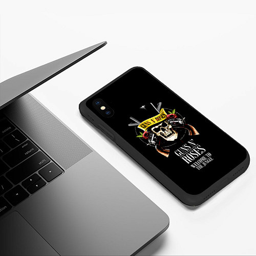 Чехол iPhone XS Max матовый Guns n roses, группа / 3D-Черный – фото 3