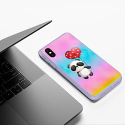 Чехол iPhone XS Max матовый Маленькая панда с сердечком, цвет: 3D-светло-сиреневый — фото 2