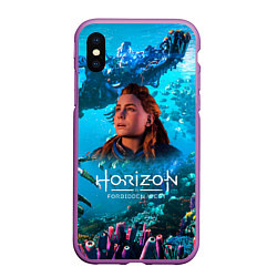 Чехол iPhone XS Max матовый Horizon Forbidden West Подводный мир, цвет: 3D-фиолетовый