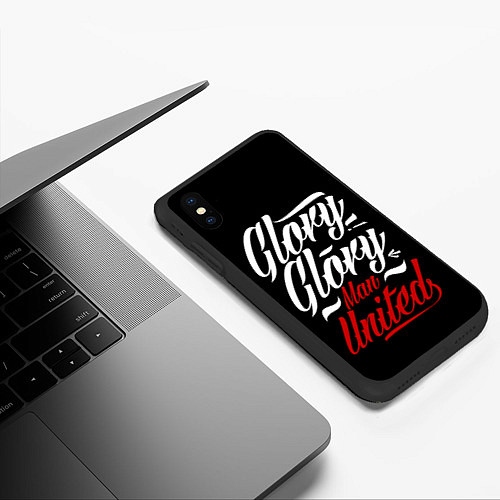 Чехол iPhone XS Max матовый Manchester United Glory Glory Man United Манчестер / 3D-Черный – фото 3