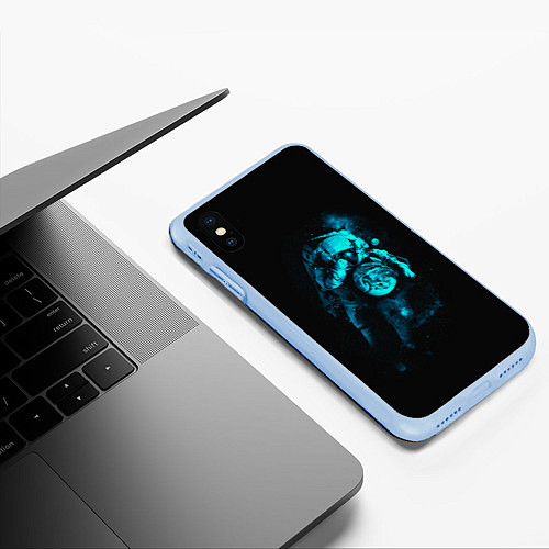Чехол iPhone XS Max матовый Неоновый астронавт Neon Astronaut / 3D-Голубой – фото 3