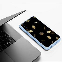 Чехол iPhone XS Max матовый ДОЖДЬ ИЗ BITCOIN, цвет: 3D-голубой — фото 2