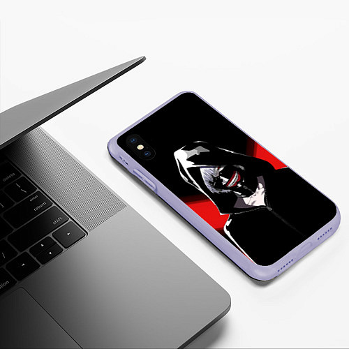 Чехол iPhone XS Max матовый Ghoul red line / 3D-Светло-сиреневый – фото 3