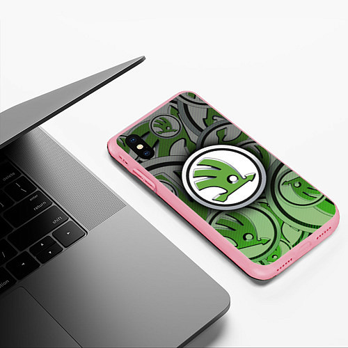 Чехол iPhone XS Max матовый Skoda Carbone Pattern / 3D-Баблгам – фото 3
