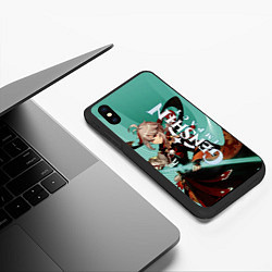 Чехол iPhone XS Max матовый Кадзуха-самурай из Инадзумы, цвет: 3D-черный — фото 2